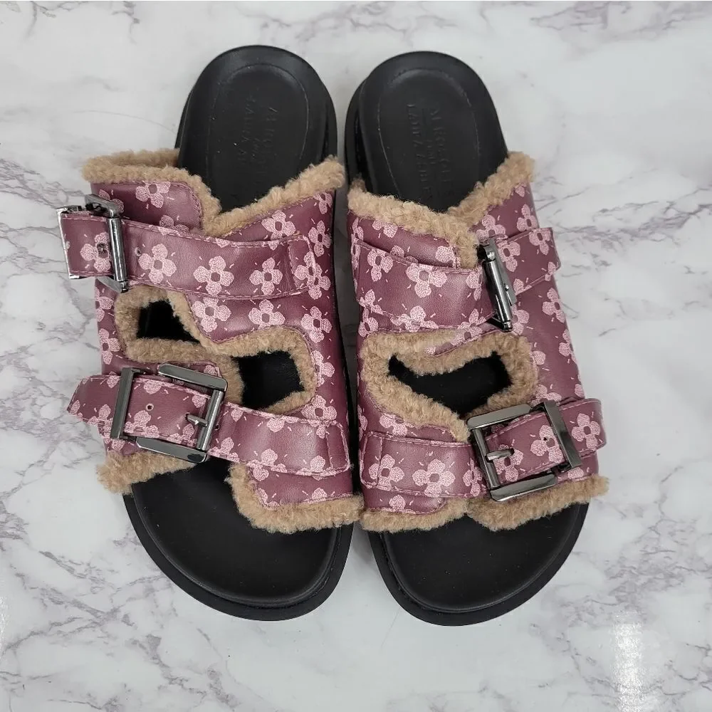 AEROSOLES X Laura Ashley La Olivia Faux Shearling Slide Purple Women's Size 7